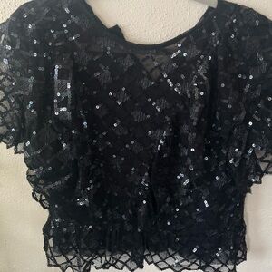 Anthropologie Black Sequin Blouse
